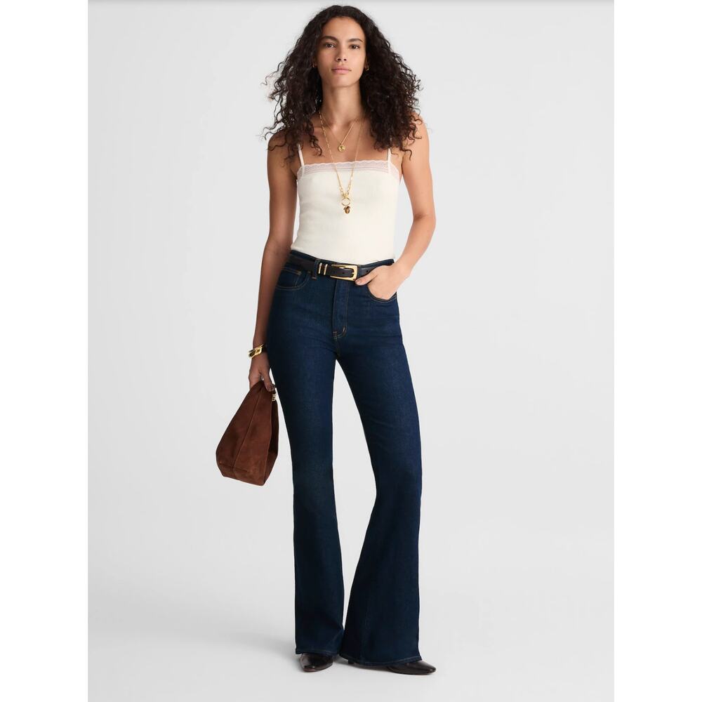 NEW Madewell The Stretch Flare Jean Rinse Wash Dark Blue High Rise US 26